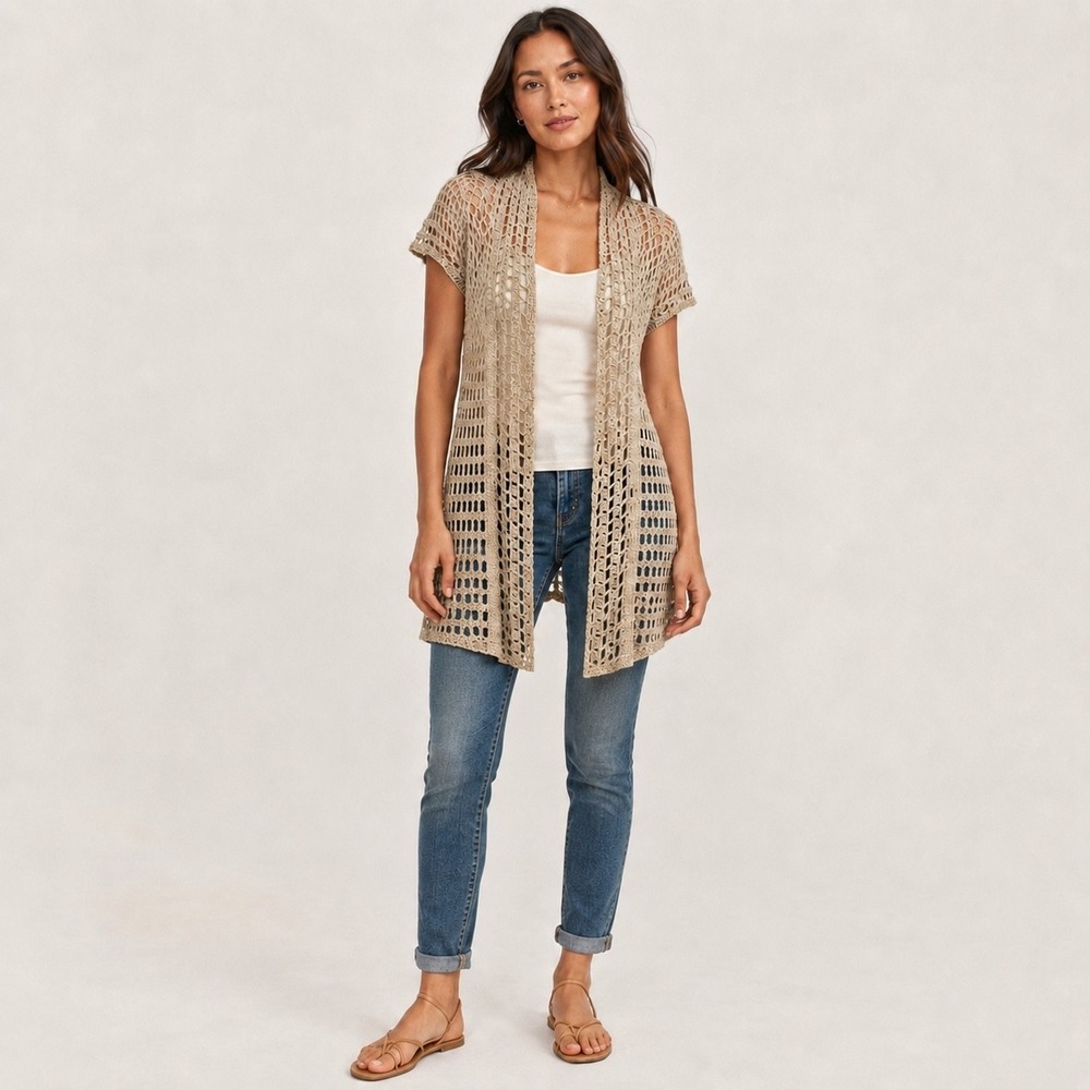 Anthropologie Rosie Neira Womens Cardigan Calado Med Crochet Boho Duster